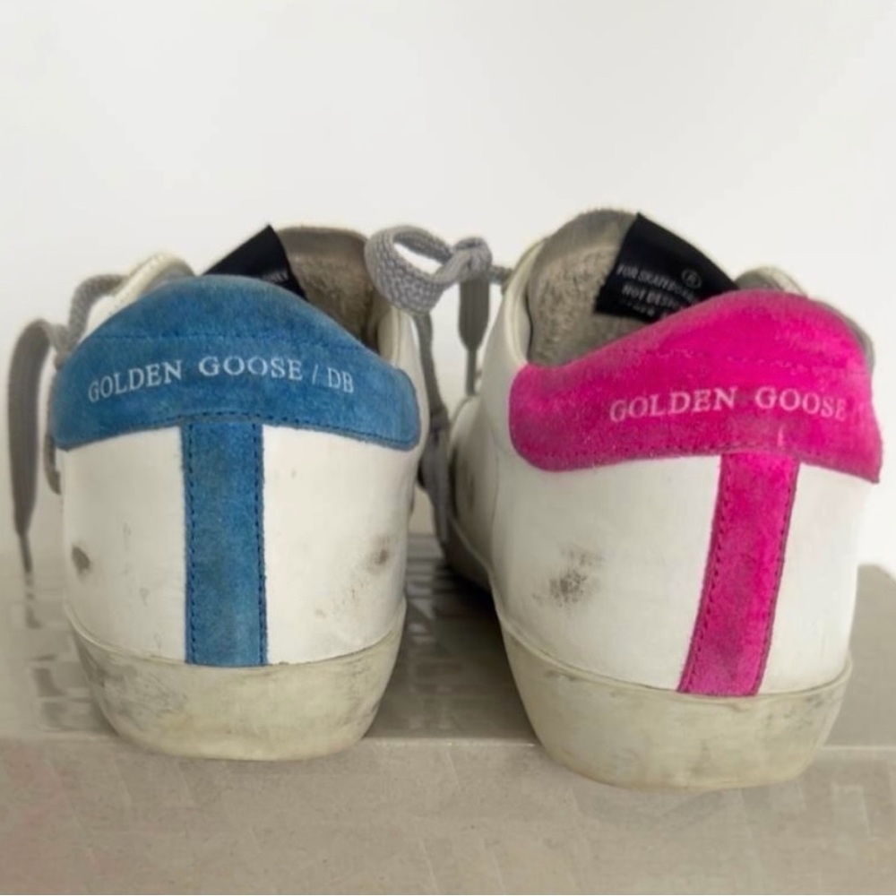 Golden Goose Women’s Superstar Limited Edition Mismatched Sneakers Blue Pink 7 - Picture 12 of 15